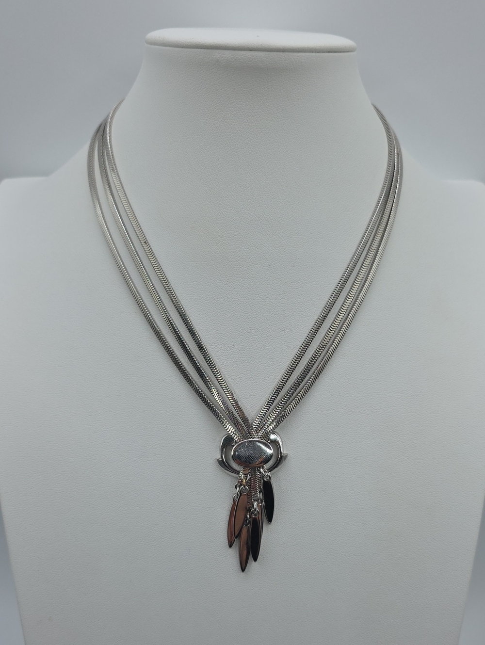 Monet Silver Tone Multi-Strand Necklace with Dangle Charms